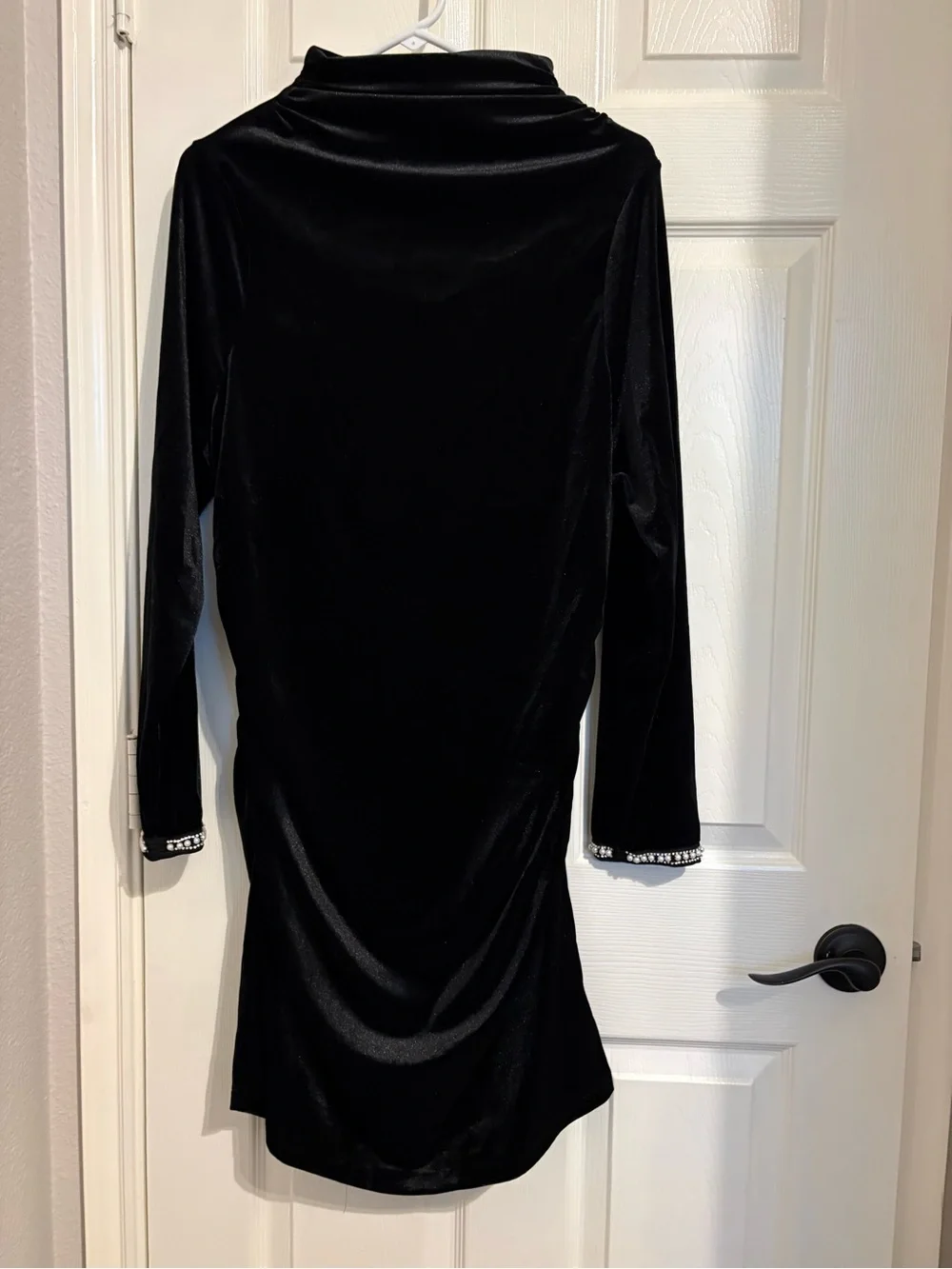 Anthropologie MAYA RUCHED COWL-NECK SHINE MINI DRESS black velvet plus sz 1X nwt